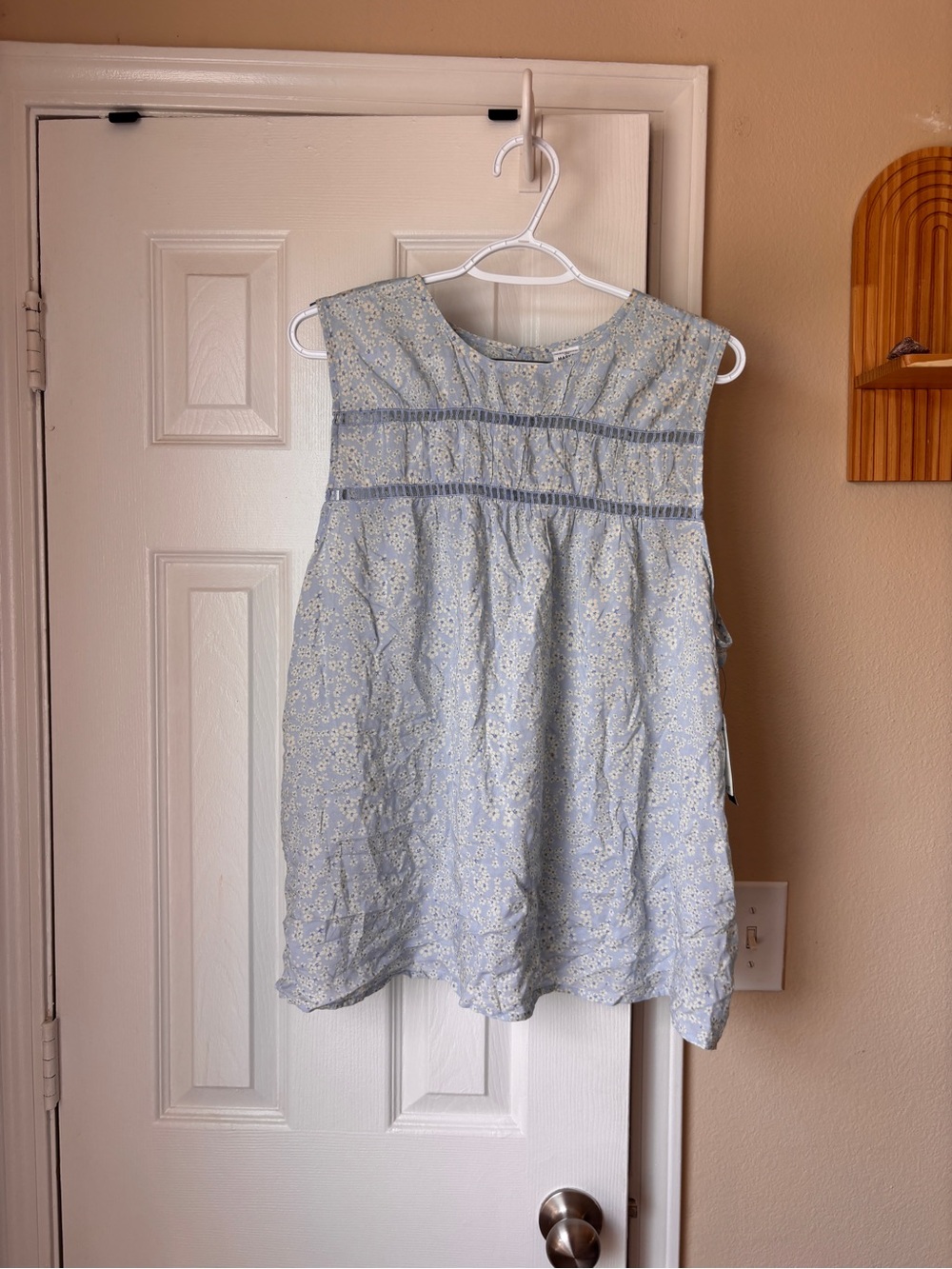 Light Blue Floral Sleeveless Women’s Top